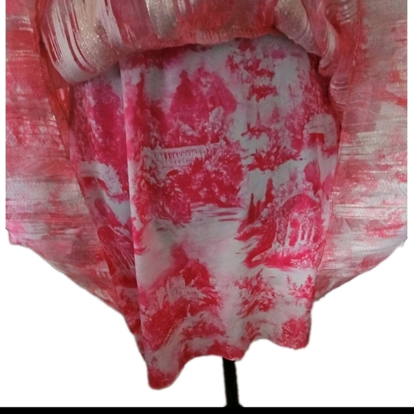 Marchesa Notte Womens Pink Gathered Metallic Fil Coupé Organza Mini Dress 4 - Picture 8 of 16